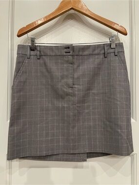 TSE Gray Windowpane Plaid Skirt
